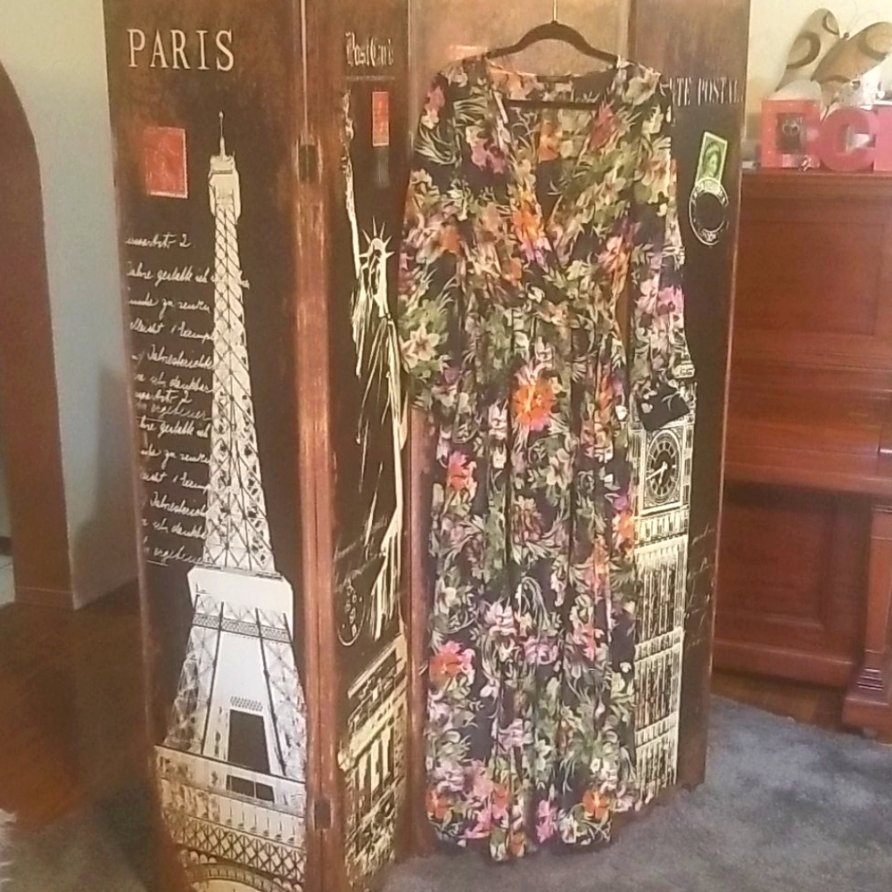 Navy Blue Floral Maxi dress NWOT
